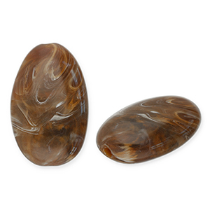 Acrylic beads oblong oval Dark Brown-White