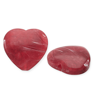 Acrylic beads heart Red-White