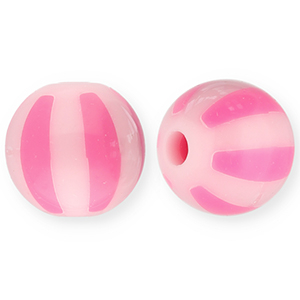 12 mm acrylic beads with stripes Light Pink-Pink