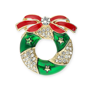 Brooches Christmas wreath Gold-Red-Green