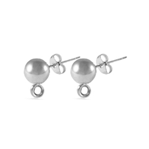 Stainless steel earrings / earpins with loop 4mm Silver