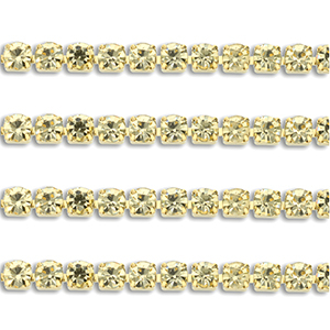 Stainless steel rhinestone chain 4mm Gold-Champagne