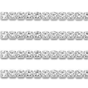 Stainless steel rhinestone chain 4mm Silver-Crystal