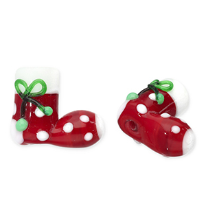 Glass beads christmas stocking Red-White