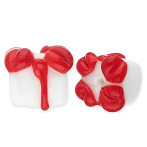 Glass beads gift White-Red