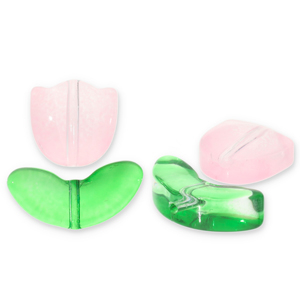 Glass beads tulip Light Pink-Green