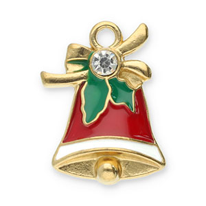 Stainless steel charms Christmas bell Gold-Red-Green-White