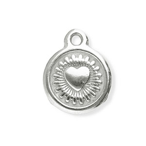 Stainless steel charms round with heart Silver