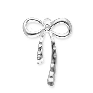 Stainless steel charms bow Silver