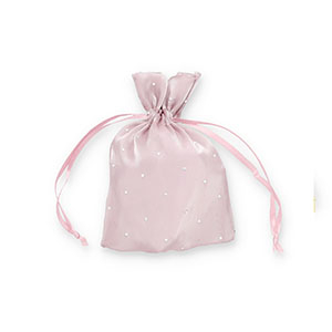 Jewellery satin bag with rhinestones Mauve Purple-Silver