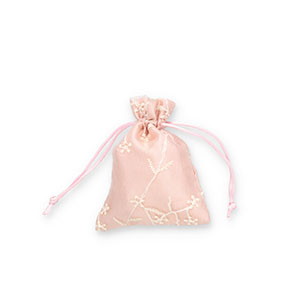 Jewellery organza bag flower Vintage Pink-Off White