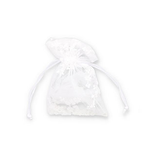 Jewellery organza bag flower White