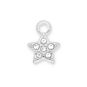 Stainless steel charms star with strass Silver-Transparent