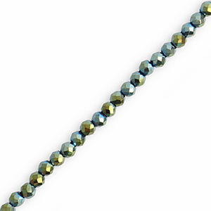 Round top faceted beads 3mm Multicolour Green-AB Coating