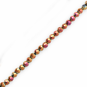 Round top faceted beads 3mm Bronze-AB Coating