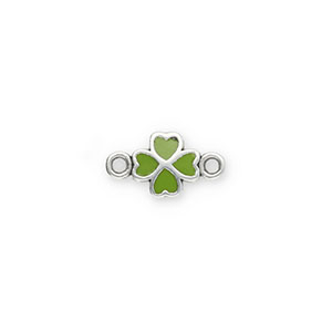 DQ European metal charms connector clover Antique Silver-Green (Nickelfree)