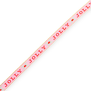 BY31&reg; Ribbon tekst "Jolly" Light Pink-Red-Mint Green-Gold