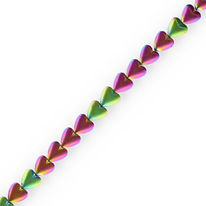 Round hematite beads heart Purple-Green-AB Coating