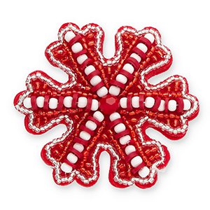 Brooches snowflake Red-White-Silver