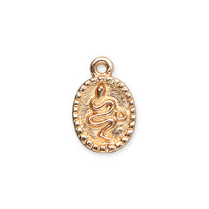 Metal charms oval with snake Gold
