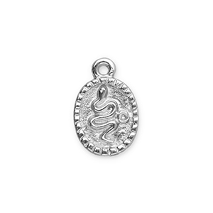 Metal charms oval with snake Silver