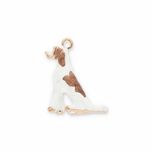 Metal charms dog Gold-White-Light Brown