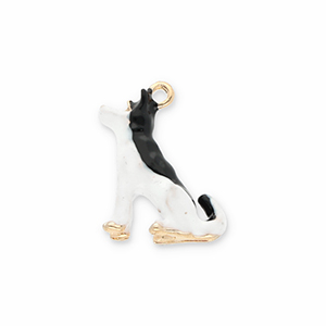Metal charms dog Gold-Black-White