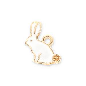 Metal charms rabbit Gold-White