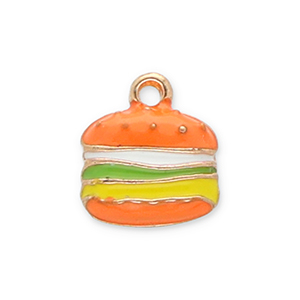 Metal charms hamburger Gold-Orange-Green-Yellow