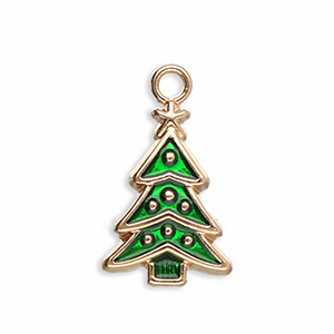 Metal charms Christmas tree Gold-Green