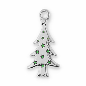 Metal charms Christmas tree Silver-Green