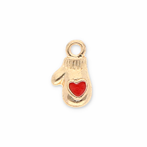 Metal charms glove Gold-Red