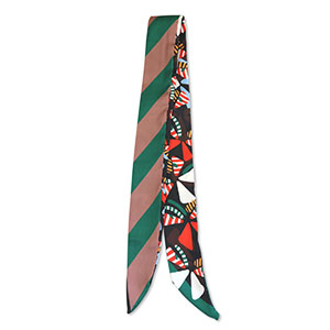 Bandana scarf flowers / diagonal lines Black-Red-Green-Brown