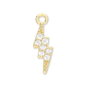 Brass TQ metal charms thunder Gold-Transparent