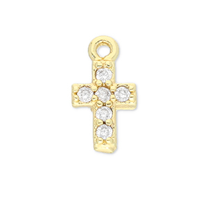 Brass TQ metal charms cross Gold-Transparent