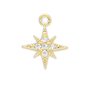 Brass TQ metal charms star Gold-Transparent
