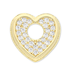 Brass TQ metal charms heart Gold-Transparent