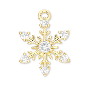 Brass TQ metal charms snowflake Gold-Transparent