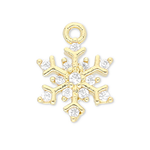 Brass TQ metal charms snowflake Gold-Transparent