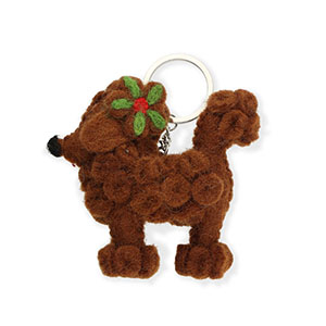 Trendy felt keychain poodle Brown