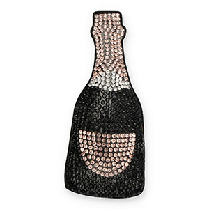 Statement charms with strass bottle champagne Black-Rose Gold-Crystal