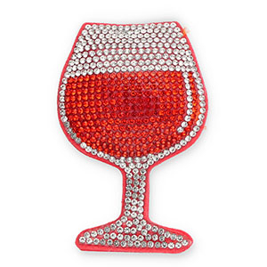 Statement charms with strass wine glass Orange-Crystal-Coral Red