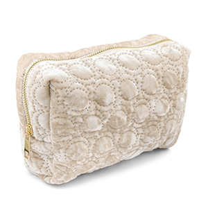 BY31&reg; Pouch velvet with stitched circles Beige