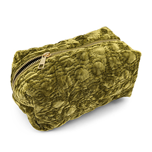 BY31&reg; Pouch velvet with stitched circles Olive Green