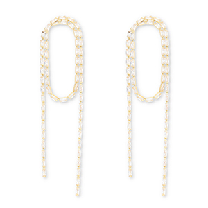 Eco-brass&reg; metal earrings / earpins with zirconia Gold-Crystal