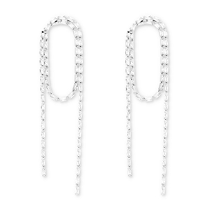 Eco-brass&reg; metal earrings / earpins with zirconia Silver-Crystal