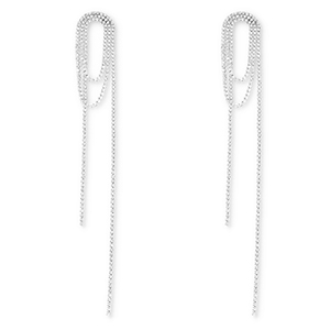 Eco-brass&reg; metal earrings / earpins with strass Silver-Crystal