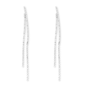 Eco-brass&reg; metal earrings / earpins with strass Silver-Crystal