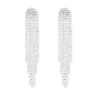 Eco-brass&reg; metal earrings / earpins with strass Silver-Crystal