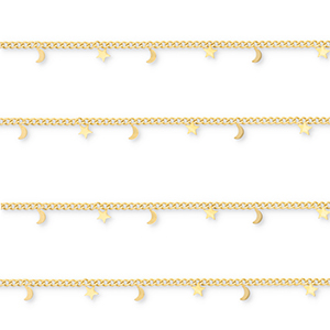 Stainless steel findings belcher chain with moon and star Gold